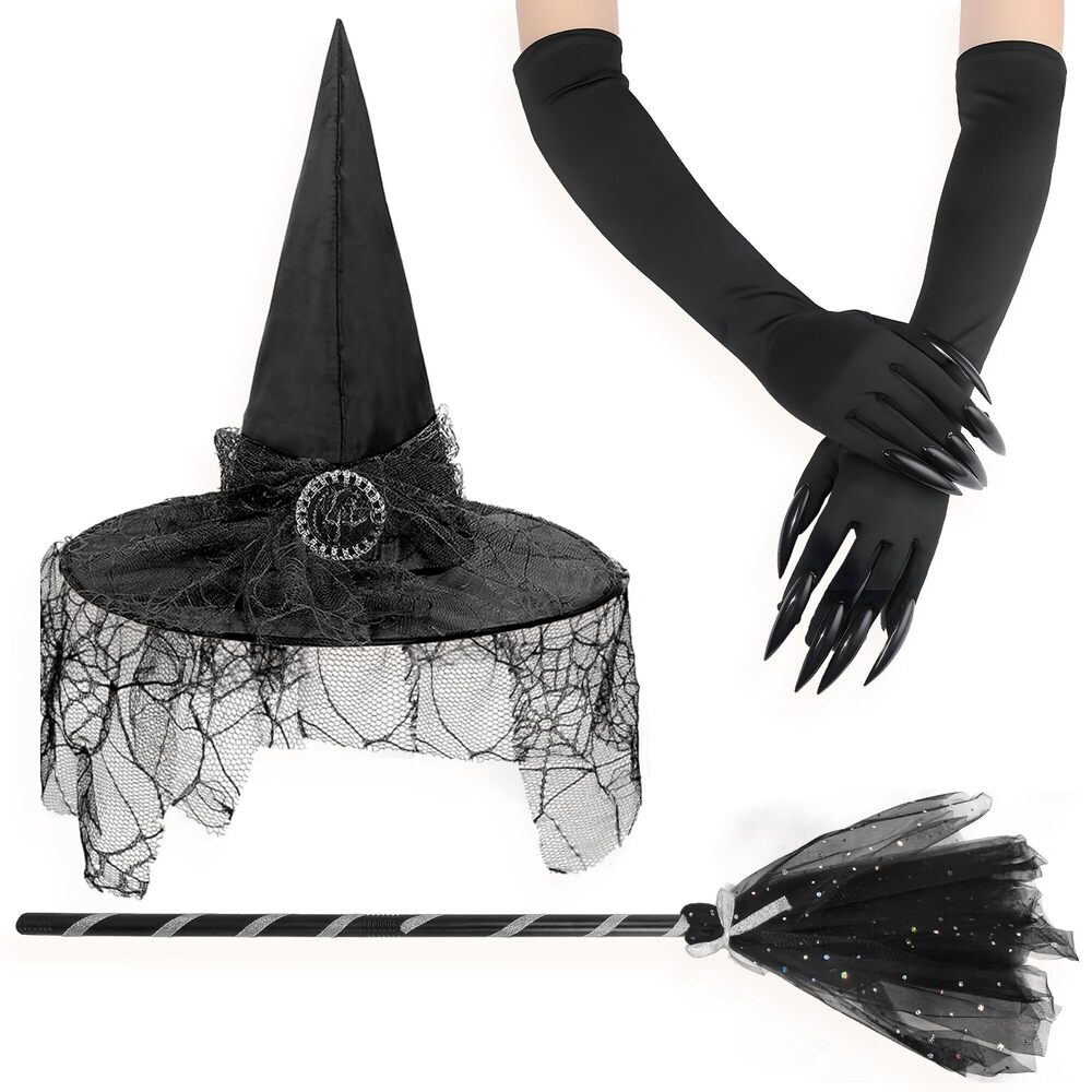 8367 , Halloween Witch Costume Set - Pack Of 3 | Black Witch